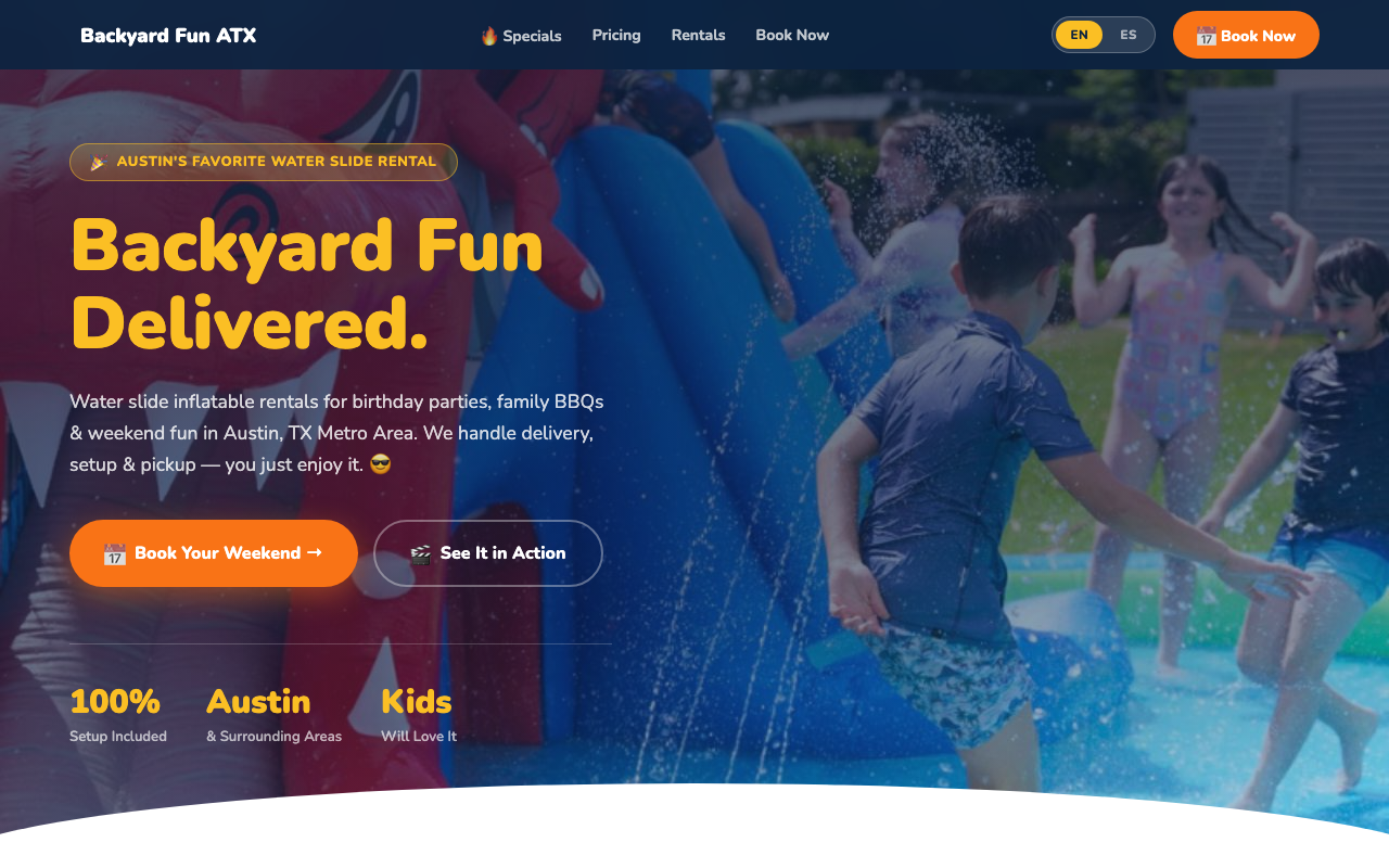 Backyard Fun ATX website